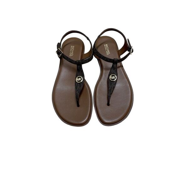 🌟NEW🌟Michael Kors🌟Brown Logo Flip-flops - Picture 1 of 2